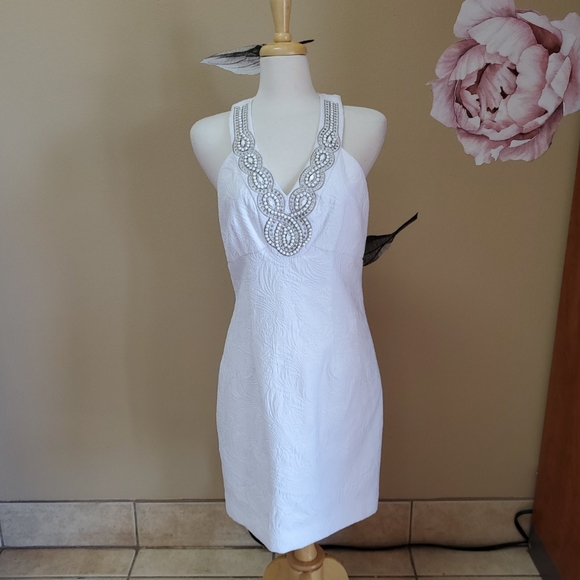 Dresses & Skirts - White Embellished Neckline Dress